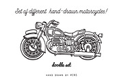 Set of hand-drawn motorcycles