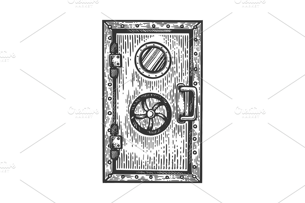 Bunker door engraving vector in Illustrations - product preview 8