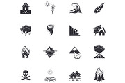 Natural disaster catastrophe icons