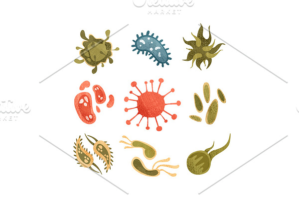 Collection of bacteria, germs and