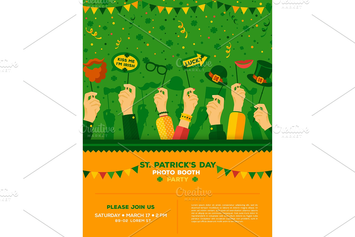 Patrick's day carnival party poster in Illustrations - product preview 8