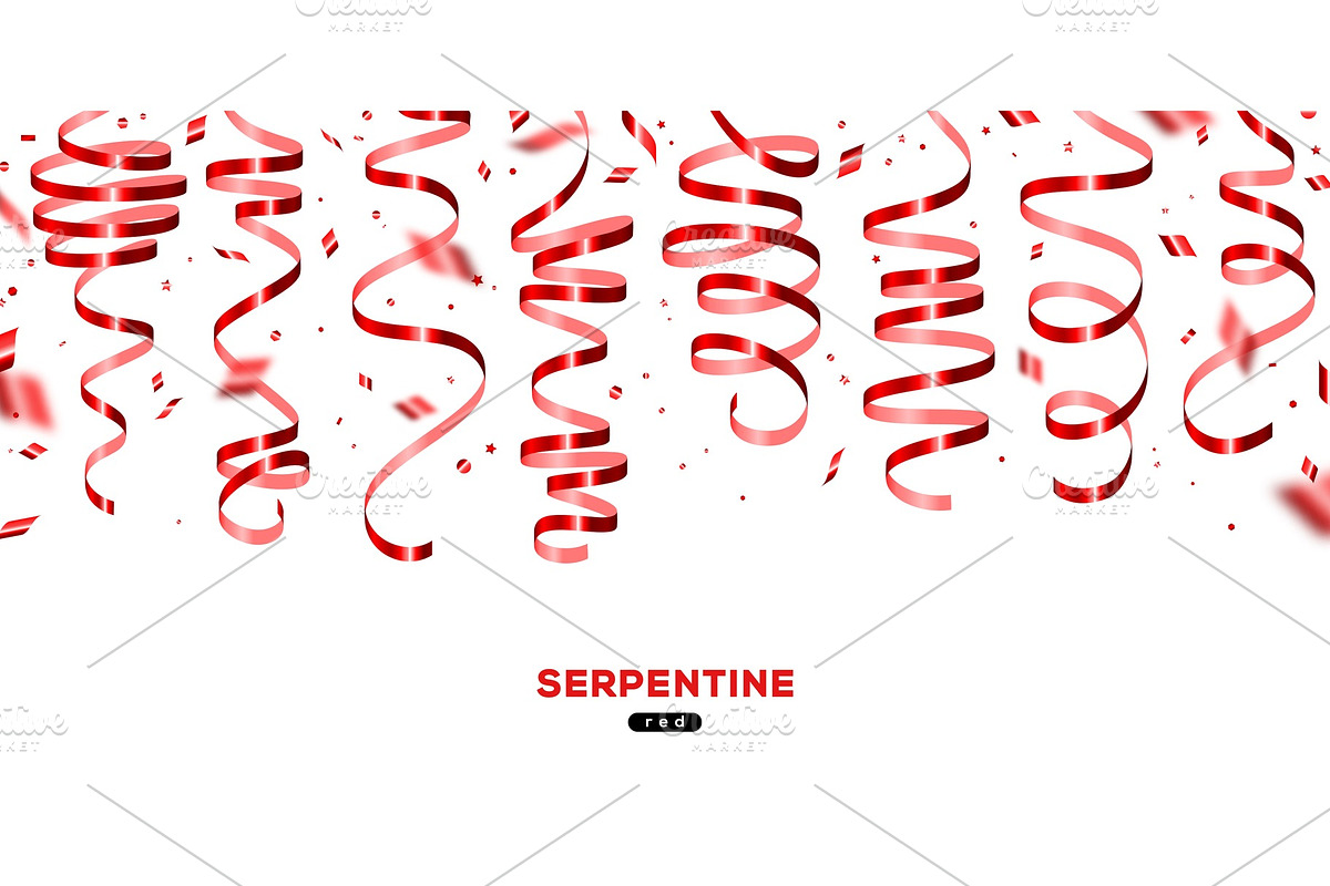 Shiny red serpentine and confetti in Illustrations - product preview 8