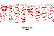 Shiny red serpentine and confetti