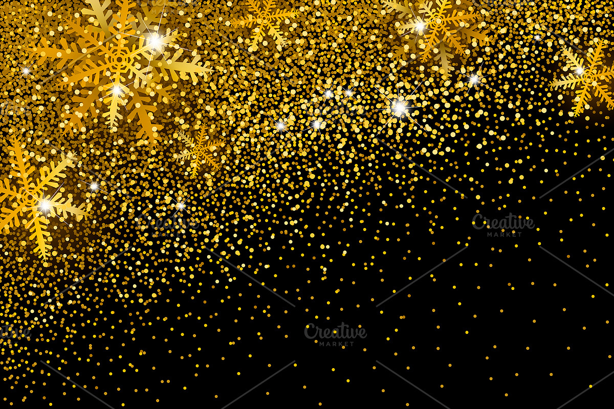 Gold glitter and snowflake backgroud in Illustrations - product preview 8