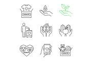 Charity linear icons set