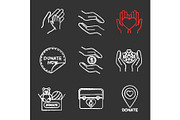 Charity chalk icons set