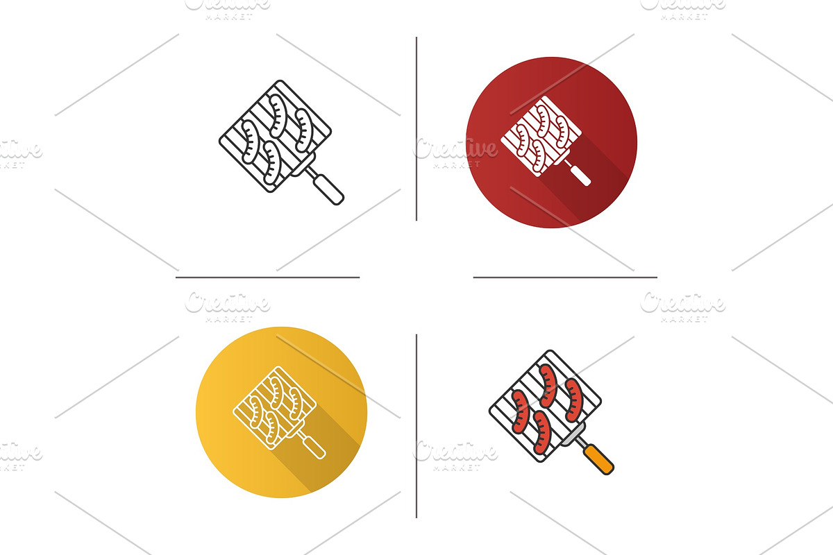 Hand grill with sausages icon in Icons - product preview 8