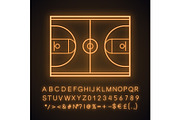Basketball court neon light icon