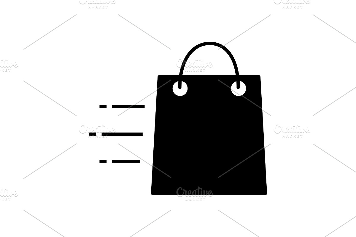Flying shopping bag glyph icon in Icons - product preview 8