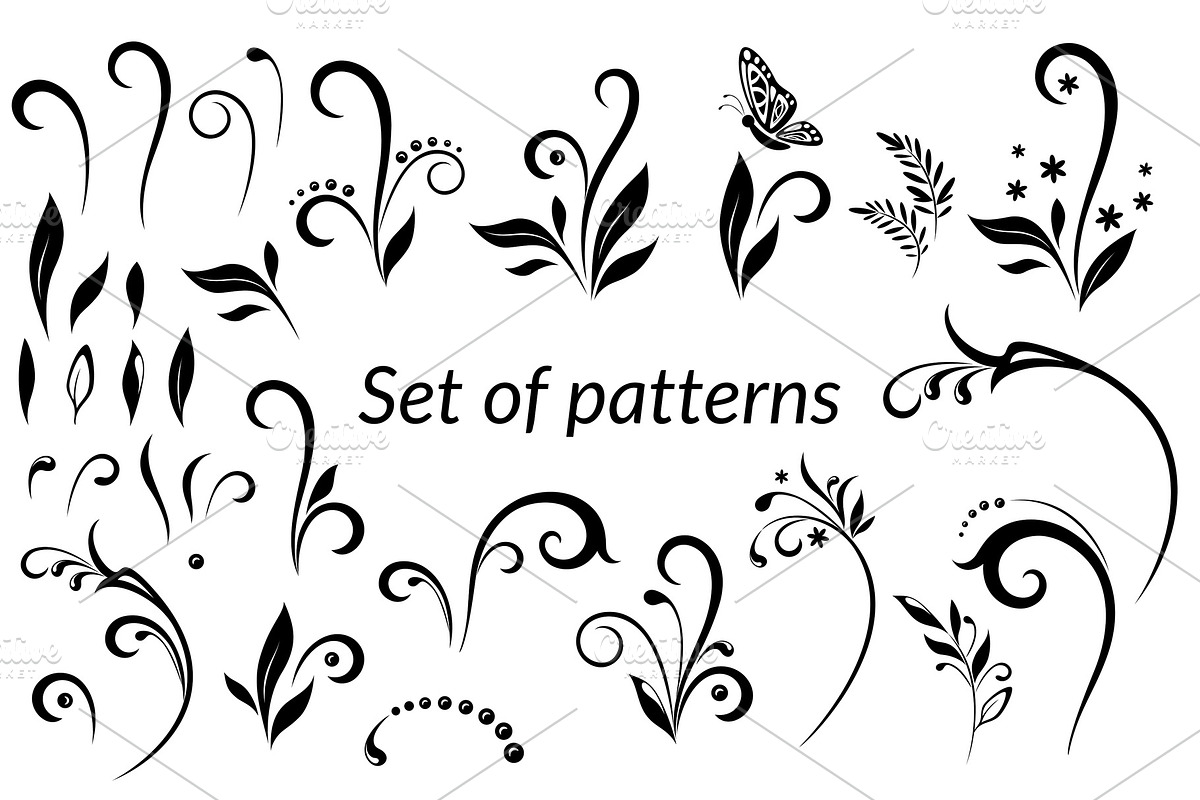 Vintage Floral Calligraphic Patterns in Patterns - product preview 8