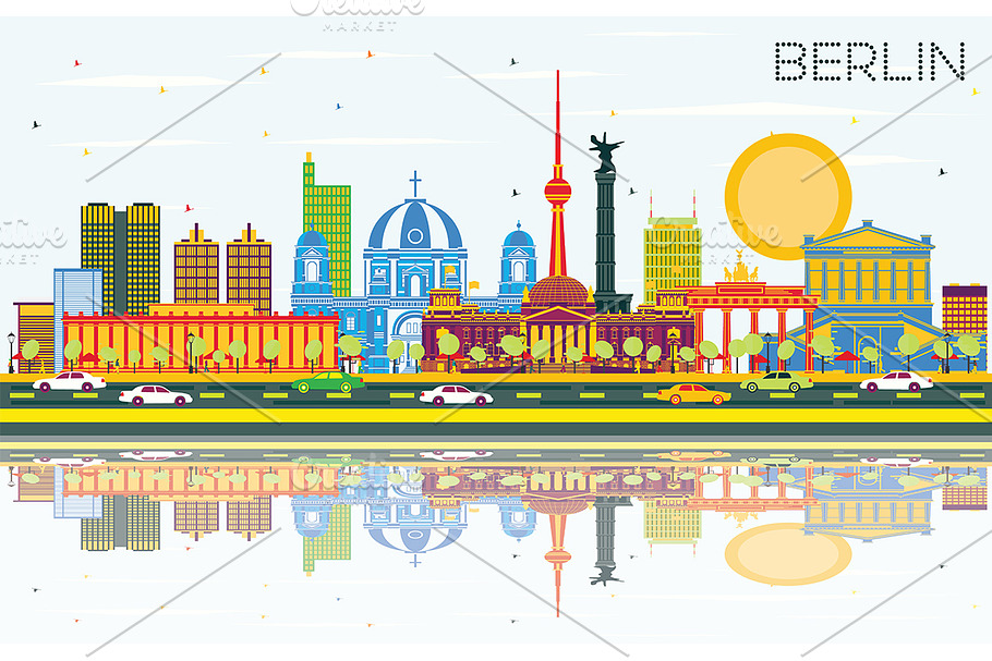 Berlin Germany City Skyline  in Illustrations - product preview 8
