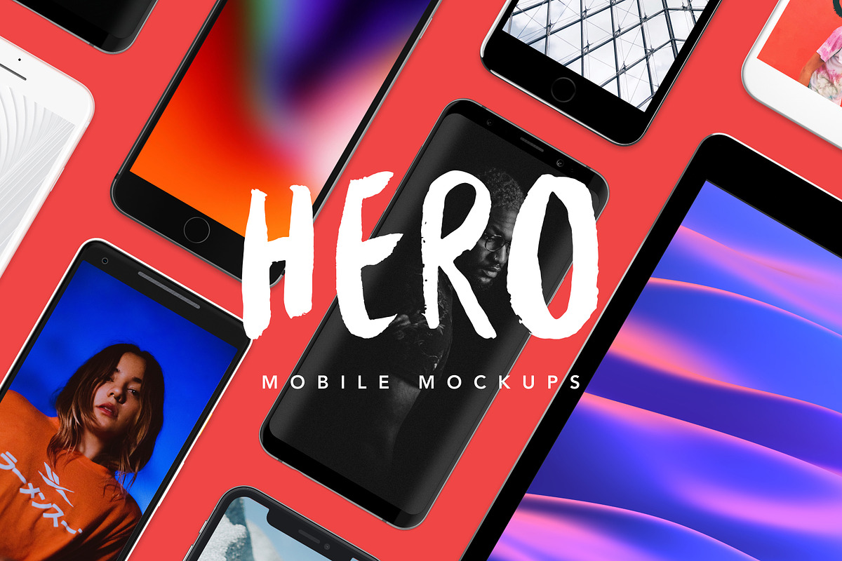 HERO Mobile Mockups Bundle in Mobile & Web Mockups - product preview 8