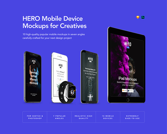 HERO Mobile Mockups Bundle in Mobile & Web Mockups - product preview 1
