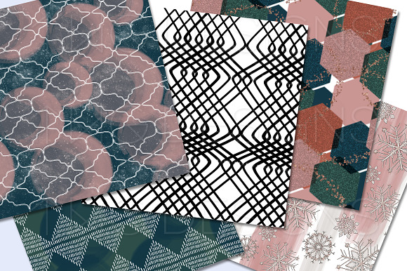 Muted Mauve Abstract Paper Set in Patterns - product preview 2