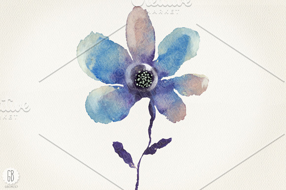 Aquarelle blue flowers in Illustrations - product preview 2