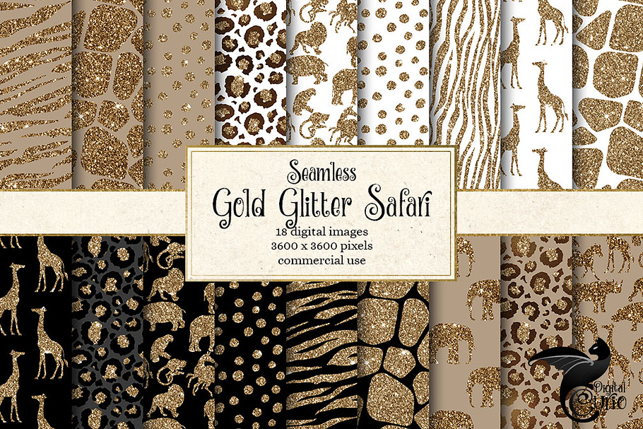 Gold Glitter Safari Digital Paper