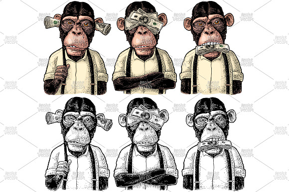 Three wise monkeys. Not see, not in Illustrations - product preview 1