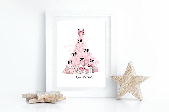 Piggy New Year graphic set in Illustrations - product preview 2