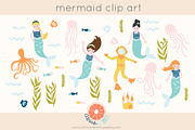 mermaid digital clip art