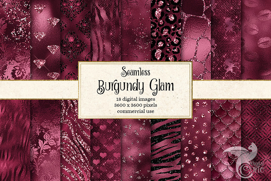 Burgundy Glam Digital Paper in Textures - product preview 8