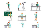 Scientific research cartoon icons