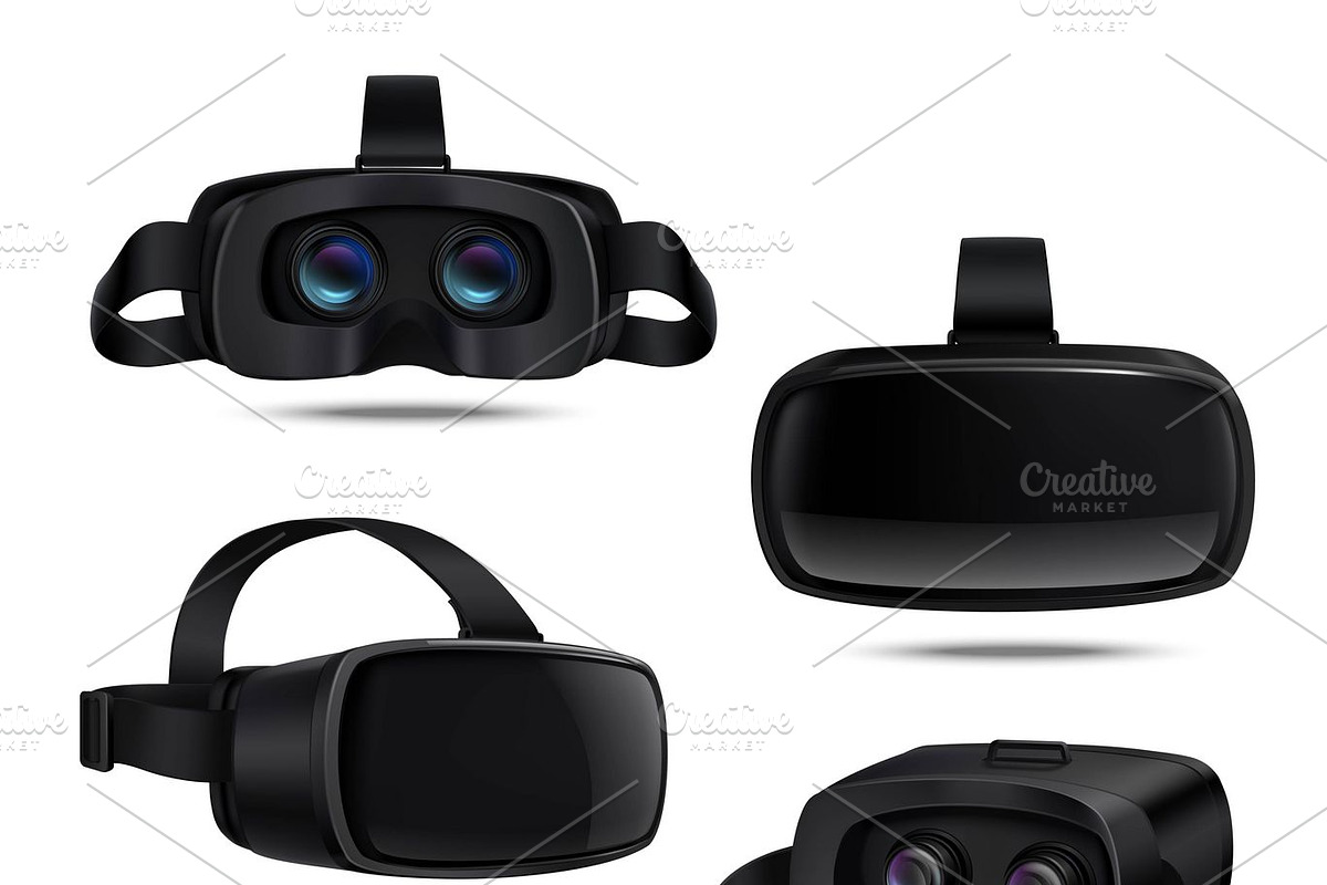 Realistic black vr headsets in Icons - product preview 8