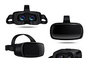 Realistic black vr headsets