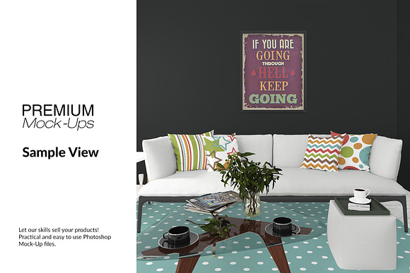 Pipe Pillows, Carpet & Frames Set in Product Mockups - product preview 5