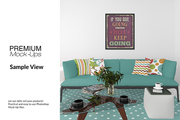 Pipe Pillows, Carpet & Frames Set in Product Mockups - product preview 8
