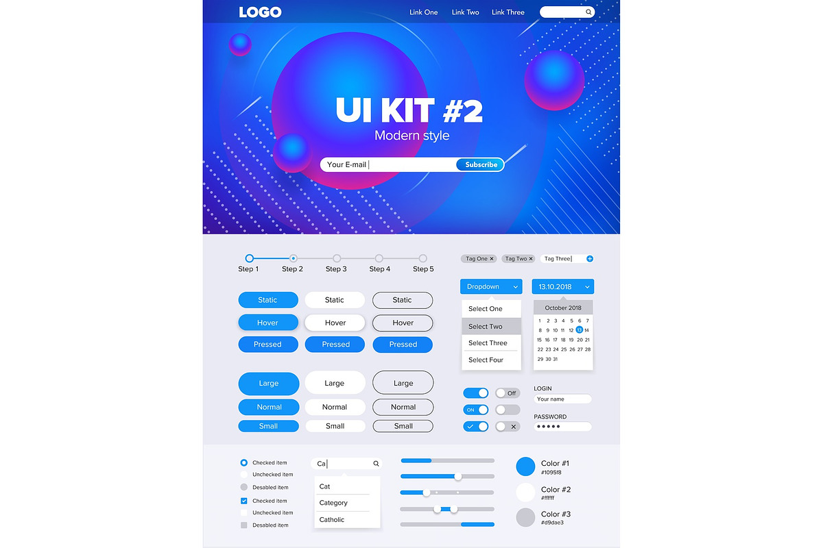 UI Kit for website in UI Kits and Libraries - product preview 8