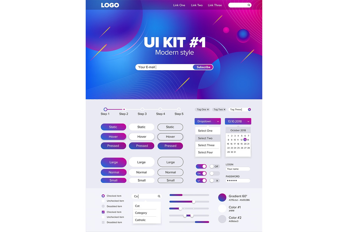 UI Kit for website in UI Kits and Libraries - product preview 8
