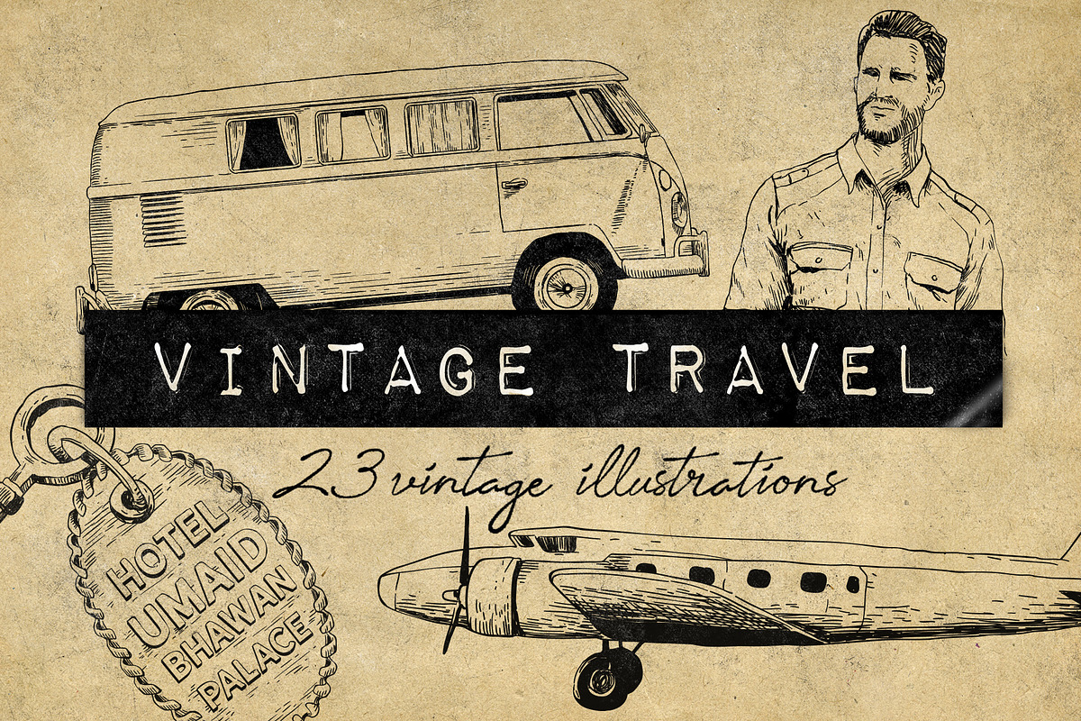 Vintage Travel Illustrations in Vintage Icons - product preview 8