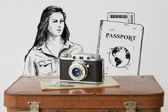 Vintage Travel Illustrations in Vintage Icons - product preview 1