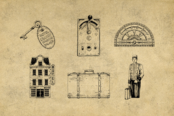 Vintage Travel Illustrations in Vintage Icons - product preview 3
