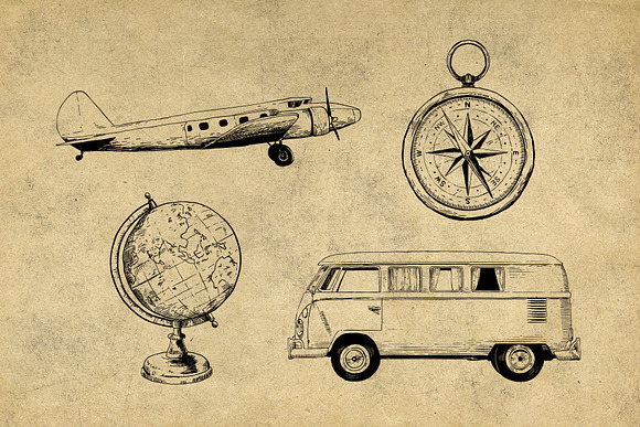 Vintage Travel Illustrations in Vintage Icons - product preview 4