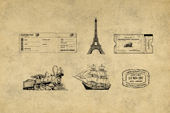 Vintage Travel Illustrations in Vintage Icons - product preview 6