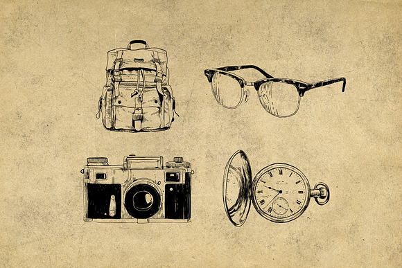 Vintage Travel Illustrations in Vintage Icons - product preview 7