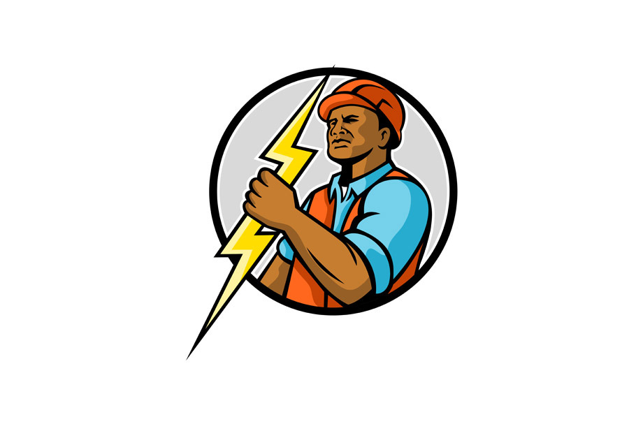 African American Electrician Lightni