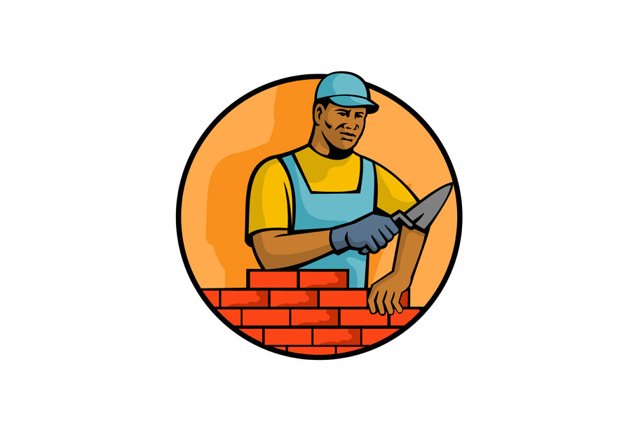 African American Bricklayer Mascot