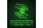 Charity neon light icon