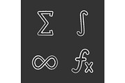 Mathematics chalk icons set