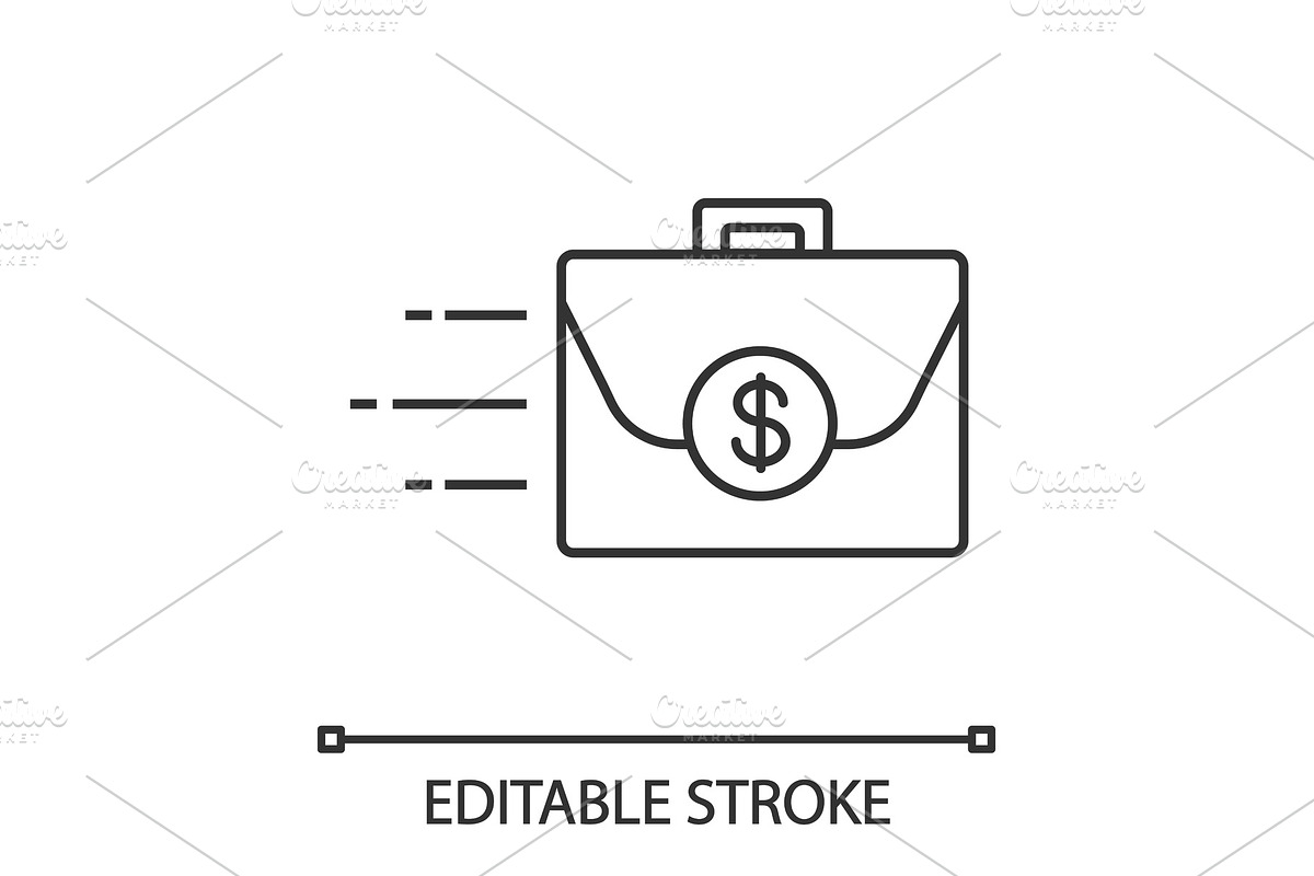 Briefcase with dollar linear icon in Icons - product preview 8