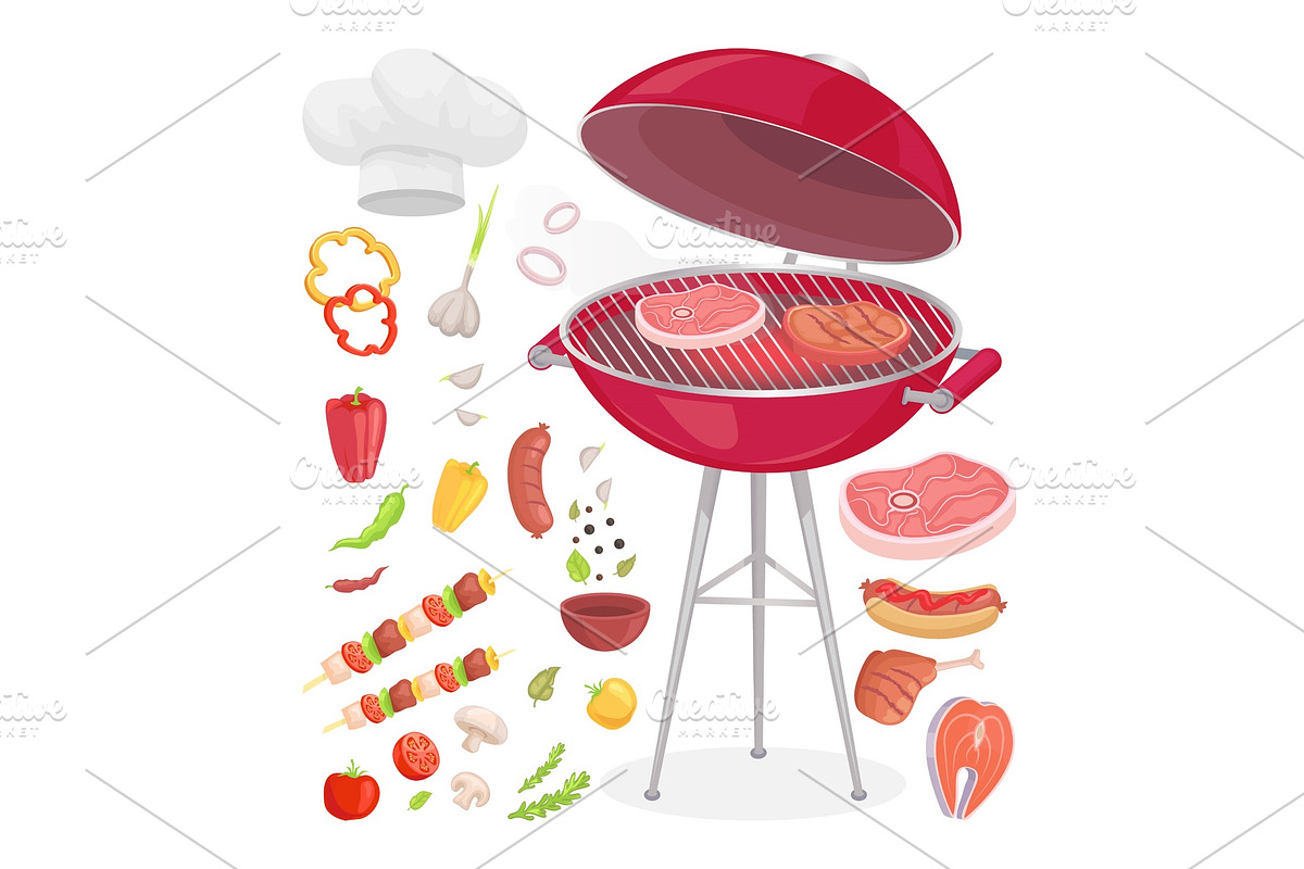 Beefsteak Grilling Meat Icons Vector in Illustrations - product preview 8
