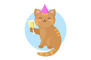 Cat celebrating glass of champagne