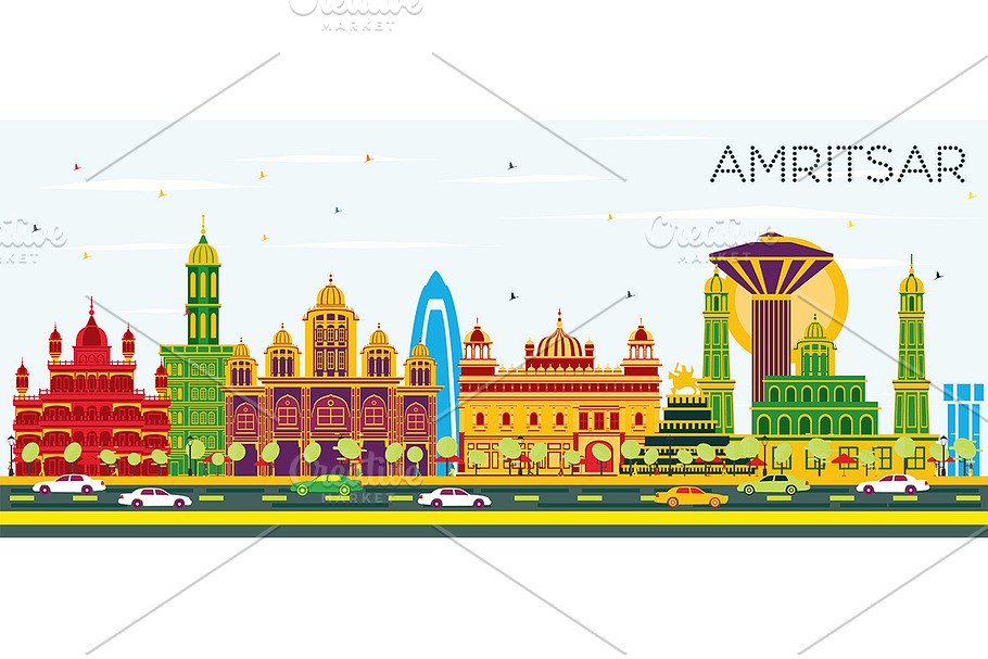 Amritsar India City Skyline  in Illustrations - product preview 8