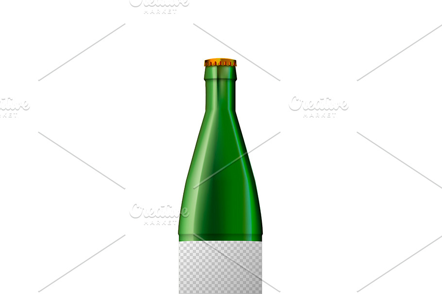 Green beer bottle in Objects - product preview 8