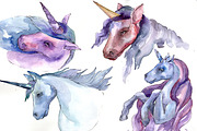 Sweet purple unicorn horse PNG set