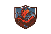 Russian Bear Tireman Shield Mascot