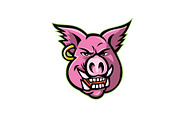 Pink Pig Wearing Earring Mascot