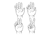 Victory or Peace Hand Sign Drawing